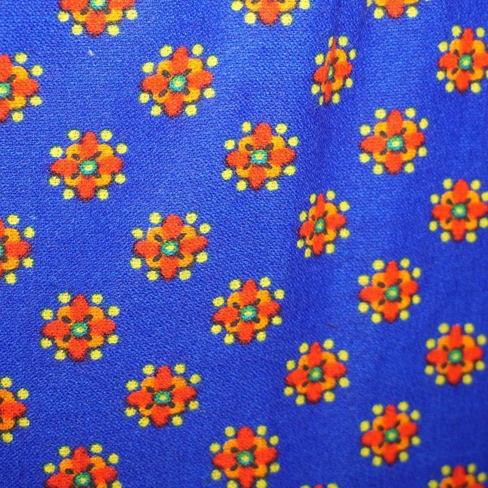 Vintage 70s Floral Barkcloth Tunic Top - Picture 3 of 9